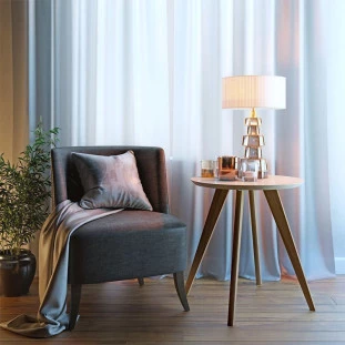 Mesa Lateral Redonda Sala de Estar 60x60x66 Classic Imcal Off White