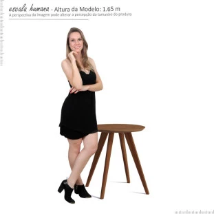 Mesa Lateral Redonda Sala de Estar 60x60x66 Classic Imcal Freijó