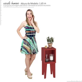 Mesa de Canto Retrô Tubi RV Móveis Vermelho