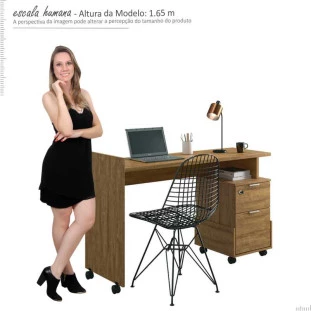Mesa Para Escritório Estudos Alessa M1 Lukaliam Amêndoa