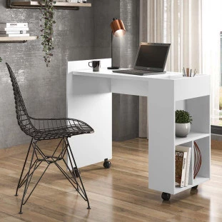 Mesa Pequena Para Escritório Estudos 94cm Alessa M2 Lukaliam Branco