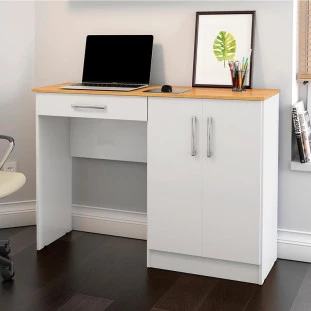 Escrivaninha Com Organizador 2 Portas 120cm Space Patrimar Branco/Cinamomo