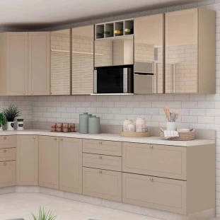 Módulo Armário Aéreo 88x35X34cm 1 Porta Vidro Reflecta Cozinha Modulada Robel Fendi