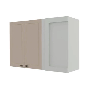 Módulo Armário Aéreo Canto Reto 68x100x34cm 100% MDF Cozinha Provence Robel Branco/Fendi Matte