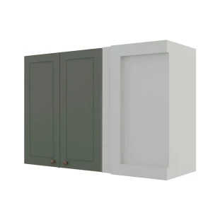 Módulo Armário Aéreo Canto Reto 68x100x34cm 100% MDF Cozinha Provence Robel Branco/Salvia Matte