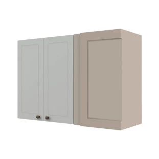 Módulo Armário Aéreo Canto Reto 68x100x34cm 100% MDF Cozinha Provence Robel Fendi/Branco Matte