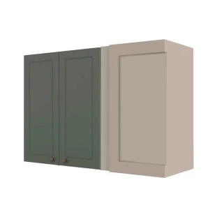 Módulo Armário Aéreo Canto Reto 68x100x34cm 100% MDF Cozinha Provence Robel Fendi/Salvia Matte