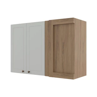 Módulo Armário Aéreo Canto Reto 68x100x34cm 100% MDF Cozinha Provence Robel Hanover/Branco Matte