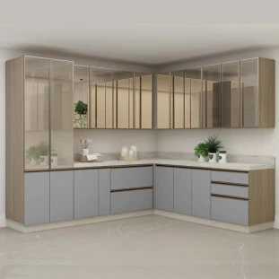 Armário Aéreo Canto Reto 68x100x36 Vidro Reflecta Cozinha Modulada Robel Hanover