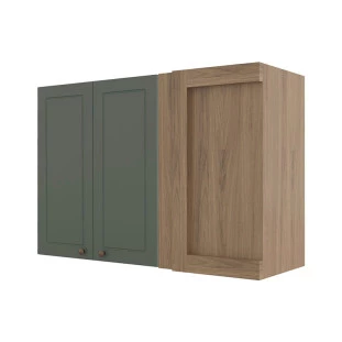 Módulo Armário Aéreo Canto Reto 68x100x34cm 100% MDF Cozinha Provence Robel Hanover/Salvia Matte