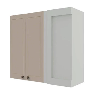 Módulo Armário Aéreo Canto Reto 88x100x34cm 100% MDF Cozinha Provence Robel Branco/Fendi Matte
