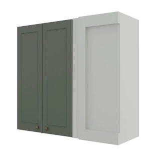 Módulo Armário Aéreo Canto Reto 88x100x34cm 100% MDF Cozinha Provence Robel Branco/Salvia Matte