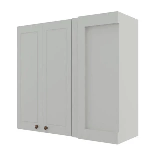 Módulo Armário Aéreo Canto Reto 88x100x34cm 100% MDF Cozinha Provence Robel Branco/Branco Matte