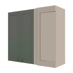 Módulo Armário Aéreo Canto Reto 88x100x34cm 100% MDF Cozinha Provence Robel Fendi/Salvia Matte