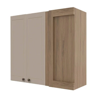Módulo Armário Aéreo Canto Reto 88x100x34cm 100% MDF Cozinha Provence Robel Hanover/Fendi Matte