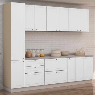 Módulo Paneleiro 208x40x56cm 2 Portas 100% MDF Cozinha Provence Robel Fendi/Branco Matte