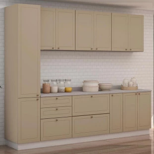 Módulo Paneleiro 208x40x56cm 2 Portas 100% MDF Cozinha Provence Robel Fendi/Fendi Matte