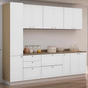 Módulo Paneleiro 208x40x56cm 2 Portas 100% MDF Cozinha Provence Robel Hanover/Branco Matte