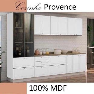 Módulo Paneleiro 172x70x56cm 2G 2P Vidro Reflecta Cozinha Provence Robel Branco/Branco Matte