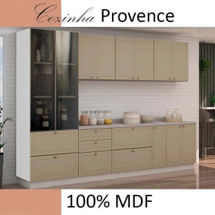 Módulo Paneleiro 172x70x56cm 2G 2P Vidro Reflecta Cozinha Provence Robel Branco/Fendi Matte
