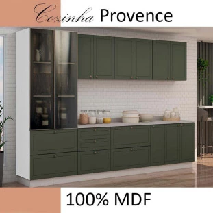 Módulo Paneleiro 172x70x56cm 2G 2P Vidro Reflecta Cozinha Provence Robel Branco/Salvia Matte