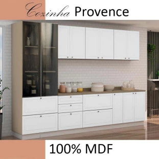 Módulo Paneleiro 172x70x56cm 2G 2P Vidro Reflecta Cozinha Provence Robel Fendi/Branco Matte