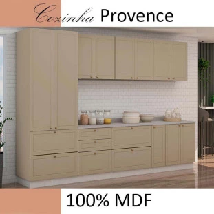 Módulo Paneleiro 172x70x56cm 2 Portas 2 Gavetas 100% MDF Cozinha Provence Robel Fendi/Fendi Matte