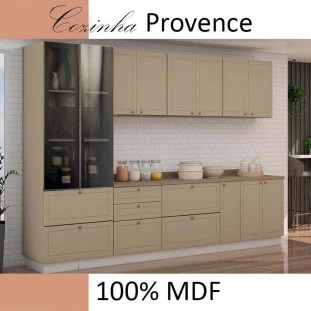 Módulo Paneleiro 172x70x56cm 2G 2P Vidro Reflecta Cozinha Provence Robel Fendi/Fendi Matte