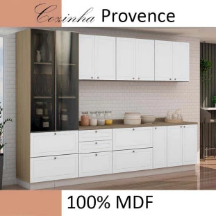 Módulo Paneleiro 172x70x56cm 2G 2P Vidro Reflecta Cozinha Provence Robel Hanover/Branco Matte