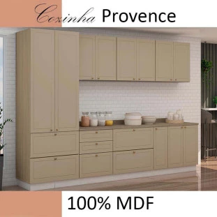 Módulo Paneleiro 172x70x56cm 2 Portas 2 Gavetas 100% MDF Cozinha Provence Robel Hanover/Fendi Matte
