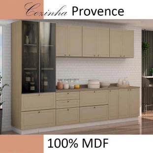 Módulo Paneleiro 172x70x56cm 2G 2P Vidro Reflecta Cozinha Provence Robel Hanover/Fendi Matte