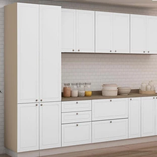 Módulo Paneleiro 208x70x56cm 4 Portas 100% MDF Cozinha Provence Robel Fendi/Branco Matte