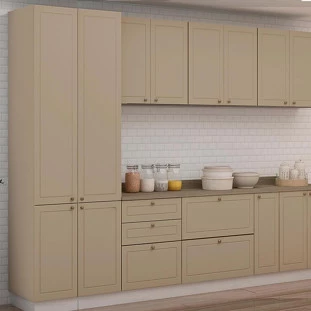 Módulo Paneleiro 208x70x56cm 4 Portas 100% MDF Cozinha Provence Robel Fendi/Fendi Matte