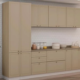 Módulo Paneleiro 208x70x56cm 4 Portas 100% MDF Cozinha Provence Robel Hanover/Fendi Matte