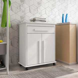 Buffet Balcão Pequeno Multiuso 75cm 2 Portas Chile RV Móveis Branco