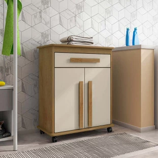 Buffet Balcão Pequeno Multiuso 75cm 2 Portas Chile RV Móveis Cinamomo/Off White