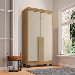 Organizador Multiuso 70cm Lavanderia Quarto Escritório 2 portas Paris RV Móveis Cinamomo/Off White