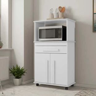 Balcão Multiuso Para Micro-ondas ou Forno 74cm Toronto RV Móveis Branco