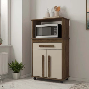 Balcão Multiuso Para Micro-ondas ou Forno 74cm Toronto RV Móveis Freijó/Off White