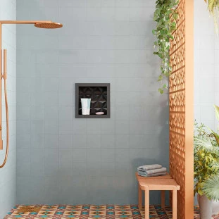 Nicho Para Banheiro 30x30x10 Mármore Sintético Cozimax Preto Textura