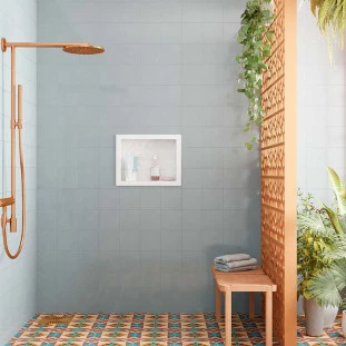 Nicho Para Banheiro 40x30x10 Mármore Sintético Cozimax Branco Textura