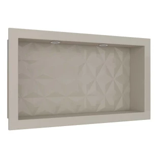 Nicho Para Banheiro Com LED 60x30 Mármore Sintético Cozimax Bege Textura