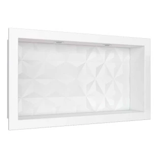 Nicho Para Banheiro Com LED 60x30 Mármore Sintético Cozimax Branco Textura