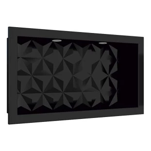 Nicho Para Banheiro Com LED 60x30 Mármore Sintético Cozimax Preto Textura