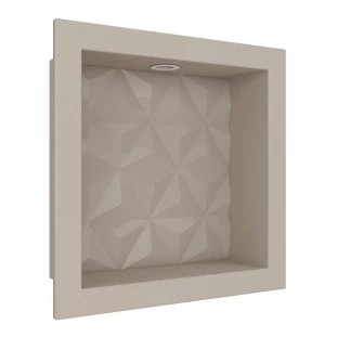 Nicho Para Banheiro 30x30 Com LED Mármore Sintético Cozimax Bege Textura
