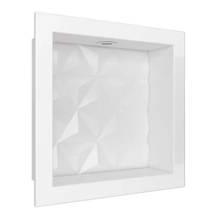 Nicho Para Banheiro 30x30 Com LED Mármore Sintético Cozimax Branco Textura