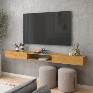 Nicho Rack Suspenso Sala Quarto 160cm Impacto 1.6 Patrimar Cinamomo