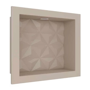 Nicho Para Banheiro 40x30 Com LED Mármore Sintético Cozimax Bege Textura