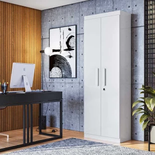 Organizador Multiuso Quarto Sala Escritório 2 Portas 204x70cm Delta Lukaliam Branco