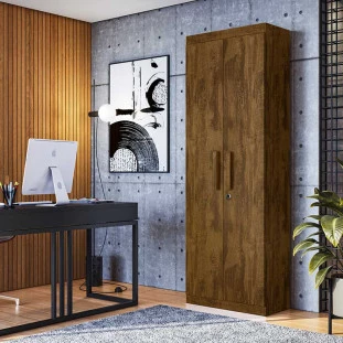 Organizador Multiuso Quarto Sala Escritório 2 Portas 204x70cm Delta Lukaliam Canela